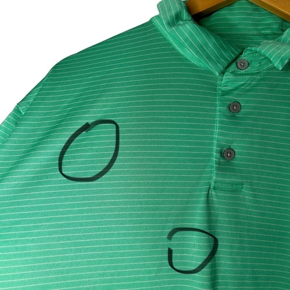 2/$30 JACK NICKLAUS Green White Stripe Men’s Short Sleeve Moisture Wicking Polo - Picture 9 of 10